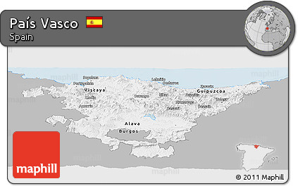 Gray Panoramic Map of País Vasco, single color outside