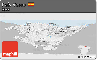 Gray Panoramic Map of País Vasco, single color outside