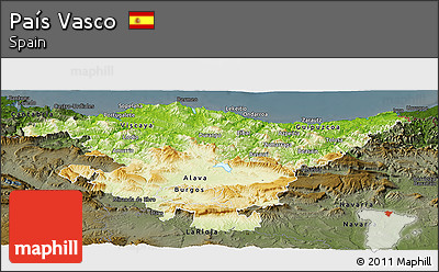Physical Panoramic Map of País Vasco, darken
