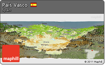Physical Panoramic Map of País Vasco, darken