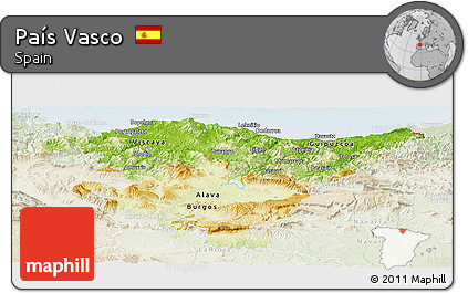 Physical Panoramic Map of País Vasco, lighten