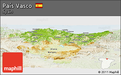 Physical Panoramic Map of País Vasco, lighten