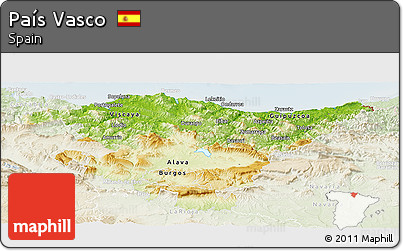 Physical Panoramic Map of País Vasco, lighten