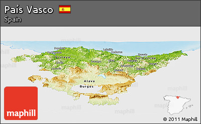 Physical Panoramic Map of País Vasco, single color outside