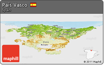 Physical Panoramic Map of País Vasco, single color outside