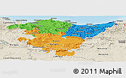 Political Panoramic Map of País Vasco, shaded relief outside