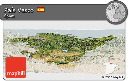 Satellite Panoramic Map of País Vasco, lighten
