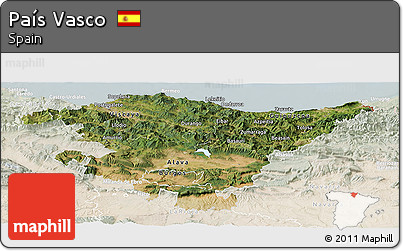 Satellite Panoramic Map of País Vasco, lighten