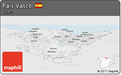 Silver Style Panoramic Map of País Vasco, single color outside