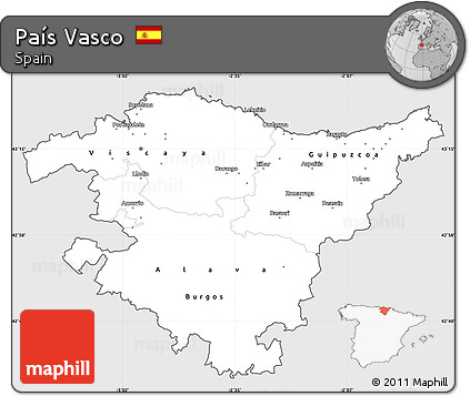 Silver Style Simple Map of País Vasco, cropped outside