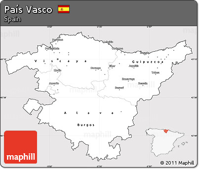 Silver Style Simple Map of País Vasco, cropped outside
