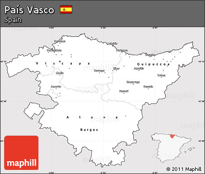 Silver Style Simple Map of País Vasco, cropped outside