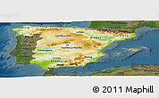 Physical Panoramic Map of Spain, darken