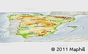 Physical Panoramic Map of Spain, lighten, semi-desaturated