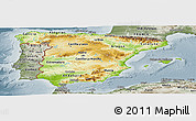 Physical Panoramic Map of Spain, semi-desaturated