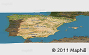 Satellite Panoramic Map of Spain, darken, land only