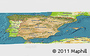 Satellite Panoramic Map of Spain, physical outside, satellite sea