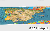 Satellite Panoramic Map of Spain, political outside, satellite sea