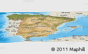 Satellite Panoramic Map of Spain, shaded relief outside