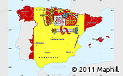 Flag Simple Map of Spain, single color outside, flag aligned to the middle