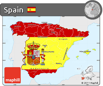 Flag Simple Map of Spain, single color outside