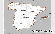 Gray Simple Map of Spain, cropped outside