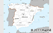 Gray Simple Map of Spain, single color outside