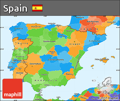 Political Simple Map of Spain