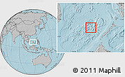 Blank Location Map of Spratly Islands, gray outside, hill shading outside