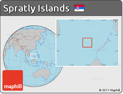 Gray Location Map of Spratly Islands, hill shading inside