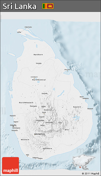 Classic Style 3D Map of Sri Lanka
