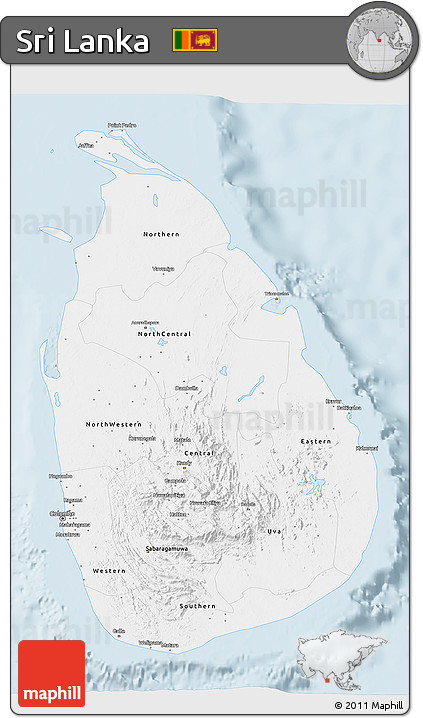 Classic Style 3D Map of Sri Lanka