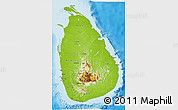 Physical 3D Map of Sri Lanka, shaded relief outside