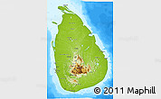 Physical 3D Map of Sri Lanka, single color outside, bathymetry sea