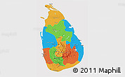 Political 3D Map of Sri Lanka, cropped outside