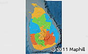 Political 3D Map of Sri Lanka, darken