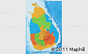 Political 3D Map of Sri Lanka, political shades outside