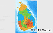 Political 3D Map of Sri Lanka, semi-desaturated, land only