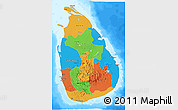 Political 3D Map of Sri Lanka, single color outside, bathymetry sea