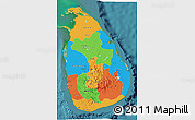 Political 3D Map of Sri Lanka, single color outside, satellite sea