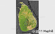 Satellite 3D Map of Sri Lanka, darken, desaturated