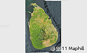 Satellite 3D Map of Sri Lanka, darken, semi-desaturated