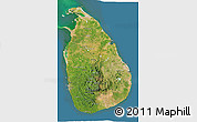 Satellite 3D Map of Sri Lanka, lighten, semi-desaturated, land only