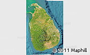 Satellite 3D Map of Sri Lanka, shaded relief outside, satellite sea