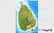 Satellite 3D Map of Sri Lanka, single color outside, bathymetry sea