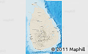 Shaded Relief 3D Map of Sri Lanka, political shades outside, shaded relief sea