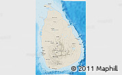Shaded Relief 3D Map of Sri Lanka, single color outside, bathymetry sea, shaded relief sea