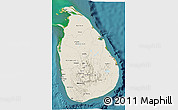 Shaded Relief 3D Map of Sri Lanka, single color outside, satellite sea