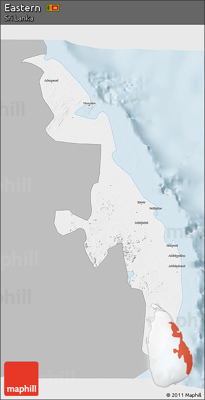Gray 3D Map of Eastern, single color outside