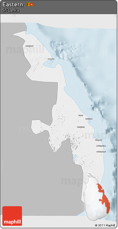 Gray 3D Map of Eastern, single color outside